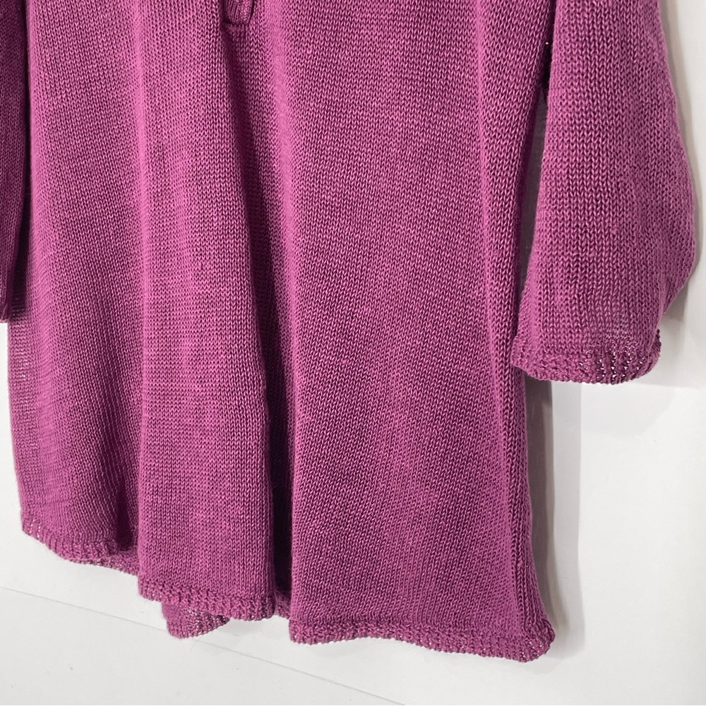 J. Jill Lightweight Sweater Roll Tab 3/4 Sleeves in Plumb Size Large - Picture 3 of 12